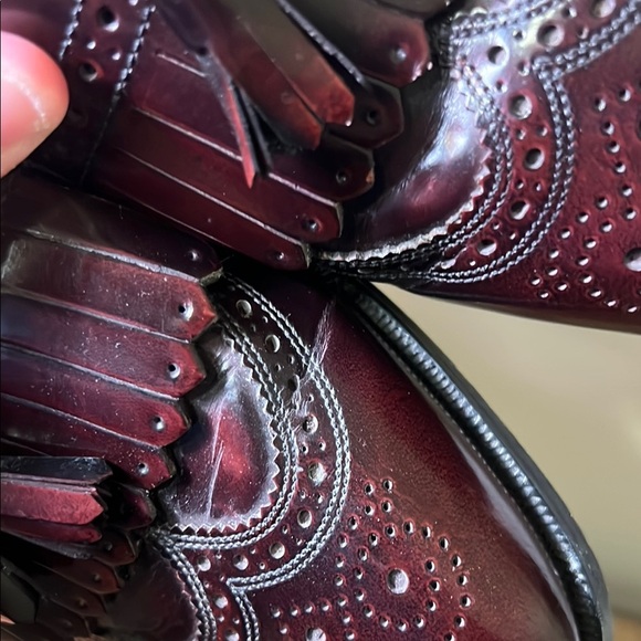 Florsheim Burgundy Leather Loafers with Brogue Detailing, Men’s 8 - Picture 8 of 9